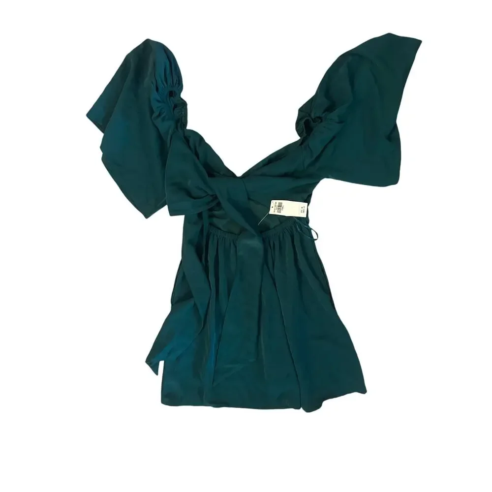 NWT Women XS Abercrombie & Fitch Angel Sleeve Mini Skort Green Dress Lined - Picture 4 of 5